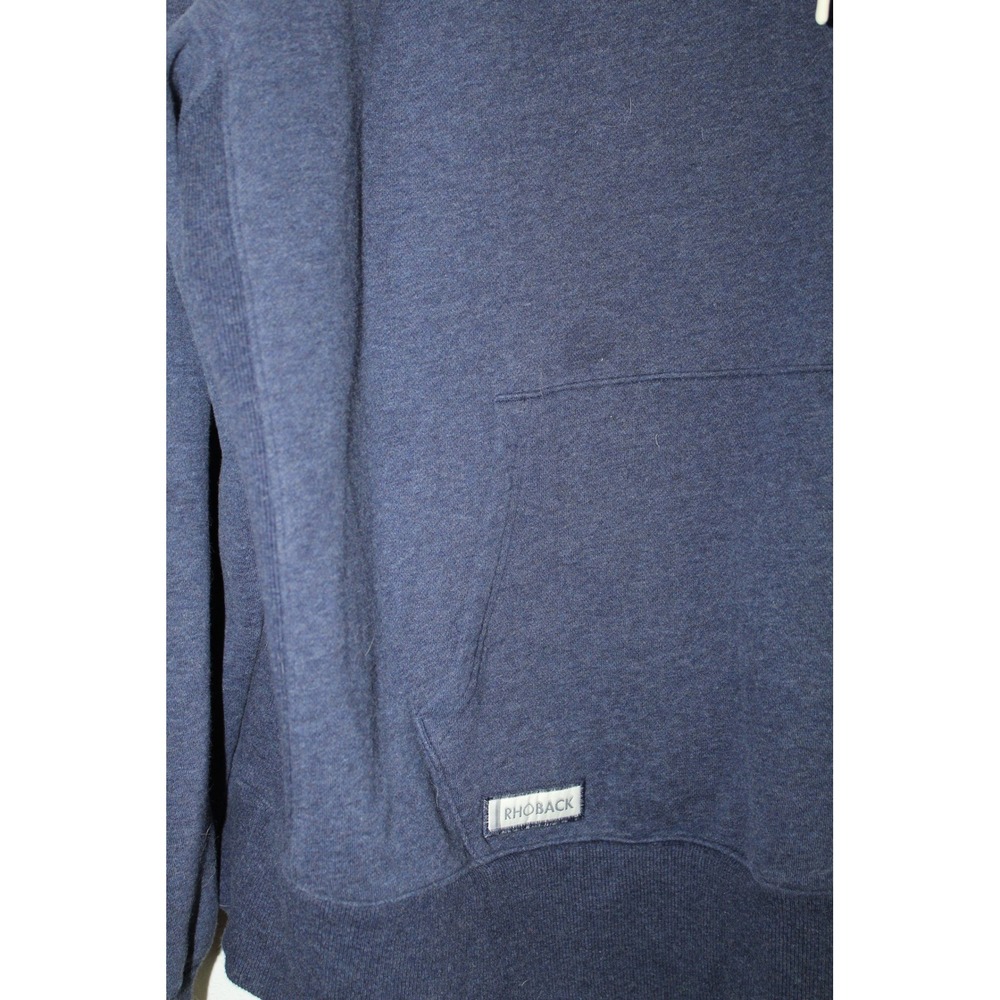 Rhoback Men's XXL Heather Navy Blue Pullover Hoodie Performance Fleece Cotton - Picture 2 of 7